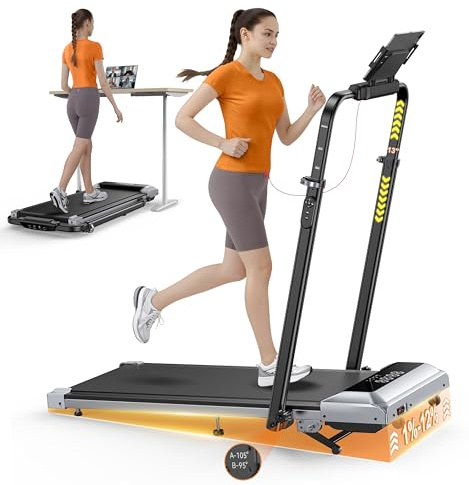 Tapis de Course 6 en 1, Pente 1%-6%-12%, Vitesse 12km/h, Hauteur de la Colonne Montante télescopique 115CM, Angle de la Colonne Montante 95°-105°, 2.5 HP, Compact et Portable，Adapté aux familles