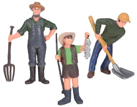 Yardwe 3 Stücke Landarbeiterfiguren für Kinder Imitierte Bauernhof Arbeiter Modelle Pädagogisches Spielzeug für Landschaftsdekor und Modellspielzeug