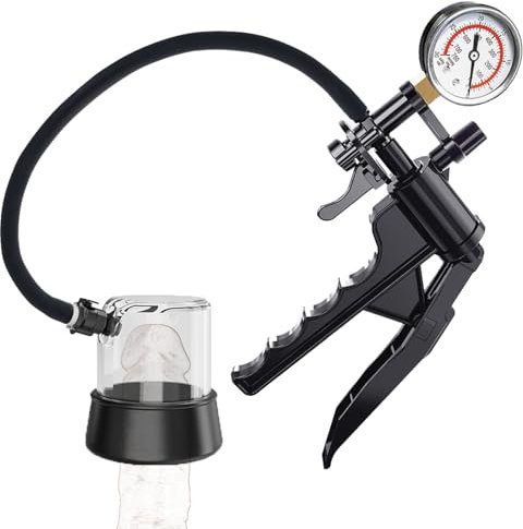 Pompa a vuoto per uomo con manometro e impugnatura — kit estensore glande e masturbatore erotico — set training pene per intensità e piacere SM