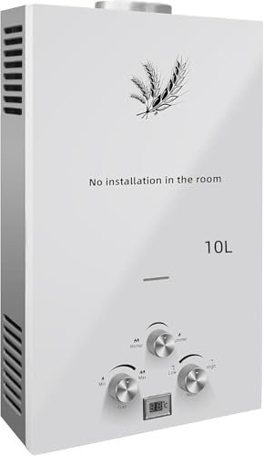 Chauffe-Eau à Gaz Instantané 10LPM 20KW Chauffe-eau à Gaz GPL Propane Butane,Pression d'eau de Démarrage Super Basse,pour la Maison et I'extérieu (10L 20KW)