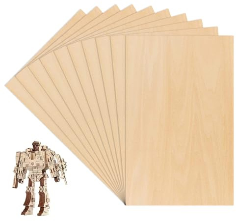 Lot de 10 feuilles de contreplaqué, 300 x 200 x 1,5 mm, feuilles de tilleul brut pour travaux manuels, gravure sur bois, projets laser, modélisme