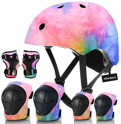 Regulierbarer Fahrradhelm Kinder mit Kniepolster,Ellenbogenpolstern,Handgelenksschutz – Kinderhelm für 3-5-8-14 Jahre –Ideal für Skaten,Fahrradfahren,Radfahren,Skateboarden –Für Jungen & Mädchen