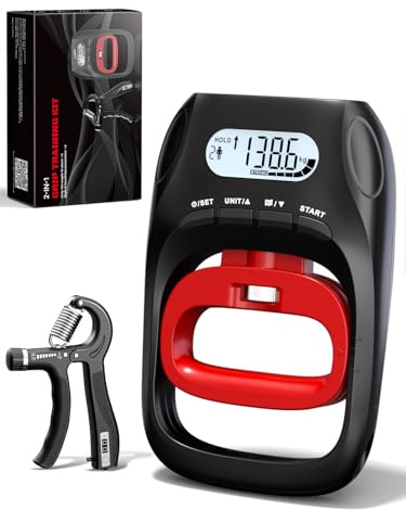 Grip Strength Trainer - Résistance réglable de 5 à 60 kg - Appareil de renforcement de la main et de l'avant-bras avec compteur intelligent pour le sport et la rééducation