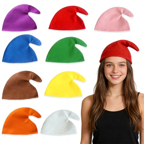 Cappello Da Gnomo 9 Pezzi,Cappellos Elfo Natalizio,Cappelli Di Natale Per Adulti e Bambini,Divertente Cappello Accessorio Costumi Per Festa Cosplay Carnevale Cosplay Costume