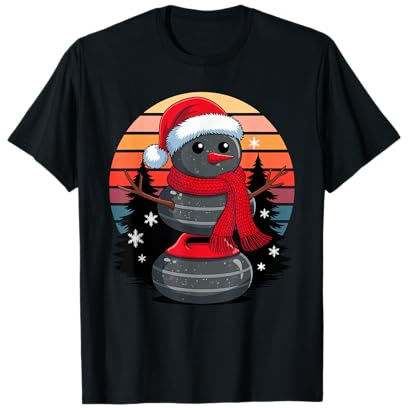 Navidad Muñeco De Nieve Curling Piedra X-Mas Curler Camiseta