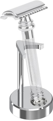 Linkidea Premium Rasiererständer für Herren, Rasierhobelhalter, kompatibel mit Vikings Blade the Chieftain, Merkur 34C, 700002, 23C, 38C, Rasierwerkzeug-Organizer für Badezimmer-Theke (Silber)