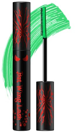 Erinde Farbige Mascara, Für Schlanke und Voluminöse Wimpern, Leuchtende Farben, Wasserfest und Langanhaltend, Wischfest, Niedrig Allergene Formel, Geeignet Für Karneval, Halloween und Bühnen, Grün