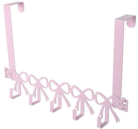 Anneome Crochet Porte-serviettes Suspendu à Nœud Rose Porte-manteaux Mural en Métal Robuste 5 Crochets Pratiques pour Salle de Bain, Chambre Cuisine Organisateur de Vêtements et