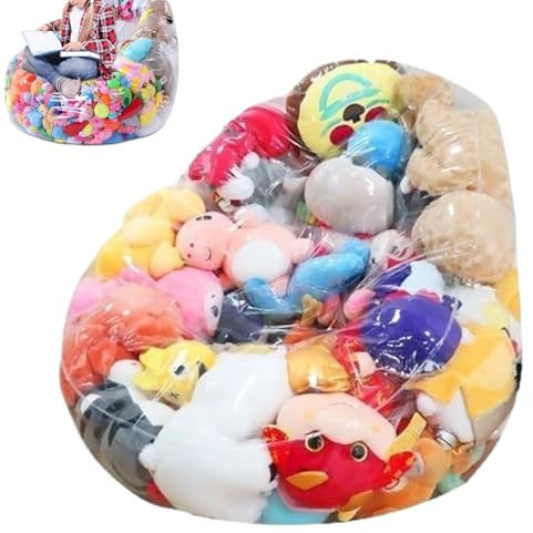 Sacco di fagioli per giocattoli di peluche - Contenitore trasparente di grandi dimensioni, contenitore di fagioli di peluche | Per giocattoli, relax, gioco, lettura, camera da, cameretta dei bam