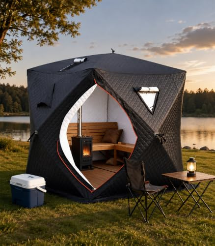 Bärbart fisketält – inkluderar förvaringsväska; perfekt för familjeträdgårdar, bakgårdar, camping och utomhusbruk. Blacksauna-1.8M