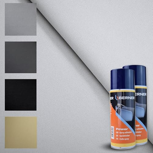 TENDAGGIMANIA Ciel de Toit Voiture Nid d'abeille Kit Tissu + Colle Spray, Ciel Toit Auto Couleur Glace 1450 -Taille 2,5 MT X 1,5 MT + 2 Colle