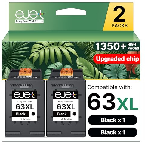 63XL Black Ink Cartridges Replacement for HP Ink 63 Black Ink Cartridges