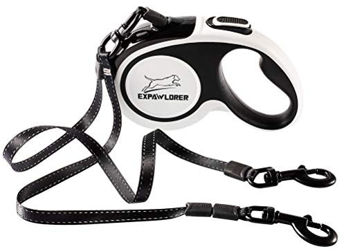 EXPAWLORER Doppelte, einziehbare Hundeleine – Doppelkopf abschließbar, bis zu 72.6 kg insgesamt, 36.3 kg