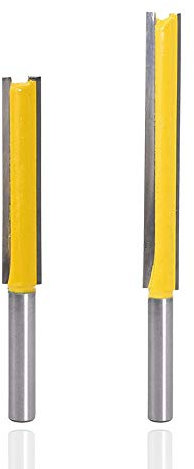 Bestgle 2pcs 1/4 Shank Straight Router Bits, 2 & 3 Extra Long Two Flute Trimming Woodworking Cutter Tool
