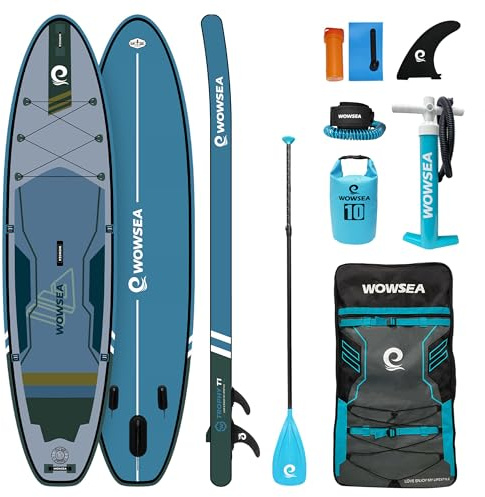 WOWSEA Trophy T1 Blue - Tabla de Remo Inflable Estable para Pesca y exploración (110 kg, 335 x 81,5 x 15 cm), Color Azul