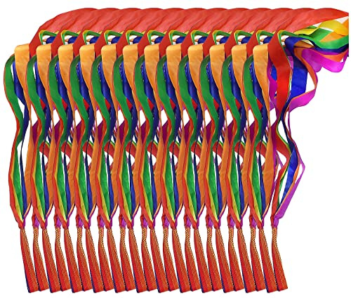 12pcs Dance Ribbon Rhythm Rainbow Ribbon Wand Streamers for Children Gymnastics Toys
