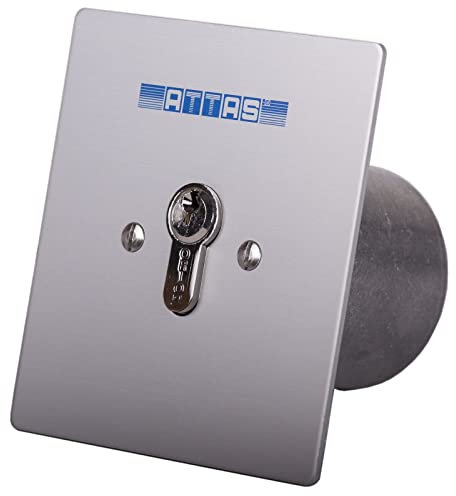 Interrupteur à clé encastré - 40-70 mm - Demi-cylindre profilé - 3 clés - Plaque avant - Porte de garage - 1 à 2 éléments de commutation (2 éléments de commutation - Profondeur d'encastrement 45 mm)