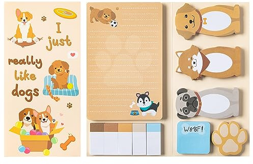 550 Sheets Sticky Notes Set Cute Dog Shaped Paper Clips Novelty Self Adhesive Sticky Notes Writing Memo Pads for Children Home Office School Supplies Page Marker Gift for Teacher Student