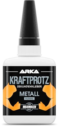 Pegamento líquido para metal extra fuerte – KRAFTPROTZ 50 g XXL – adhesivo transparente, resistente al agua y calor – punta fina para aplicación precisa – para aluminio, acero, hierro, cobre y más
