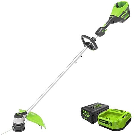 GreenWorks Tagliaerba a batteria da 60 V, larghezza di taglio 40 cm, doppio filo da 2,4 mm, agli ioni di litio 60 V, motore brushless, 6000 giri/min, con batteria da 2 Ah e caricatore