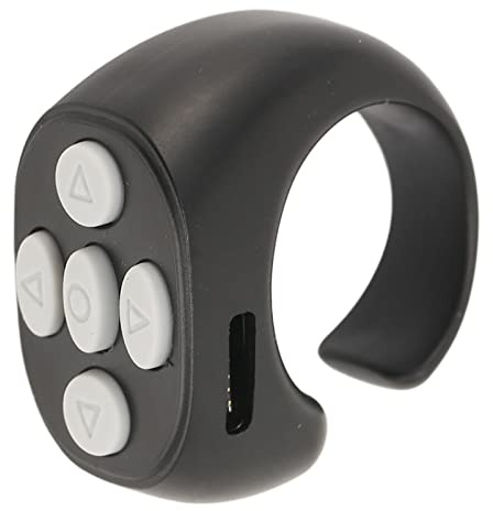 För Tiktok Fjärrkontroll Ring Finger Scroller Remote Bluetooth Scrolling Ring Page Turner, Trådlös Telefon Kamera Selfie Shutter Kompatibel med IOS, Android (Svart)