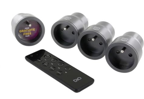Kit 4 Prises Nano on/Off + télécommande 4 canaux - DiO 1.0 - Anthracite