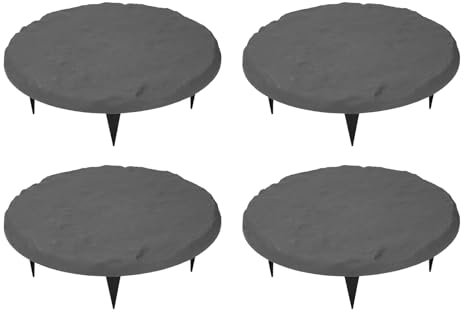 Pierres de gué Décoratives Circulaires de 15,5 Pouces avec Piquets de Sol, Pierres de Marche de Jardin en Résine pour Pavés D'Allée Extérieure, Allée, Pelouse, Cour, (Gray)