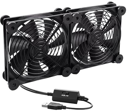 USB PC Fans Dual Row: 140mm with 3 Adjustable Speeds, Double USB Computer Fan 140mm PC Fan with Absorbent Feet for PS5 PS4/Laptop/TV Box/Router
