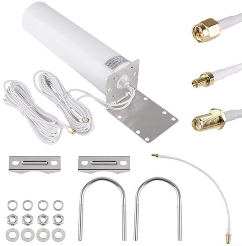Besttoolifes Alto Guadagno 10-12dBi Doppio Per SMA Maschio 698-2700 MHz 3G 4G LTE Omni Direzionale Esterno Pole Antenna Montaggio A Parete Per Cellulare Cellulare Cellulare 4G LTE Router Modem