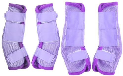 Leberna Horse Fly Boots Set of 4 - Breathable Comfy Mesh Horse Leggings Reduce Stomping, Hoof Stress, and Leg Fatigue (Purple, Pony)
