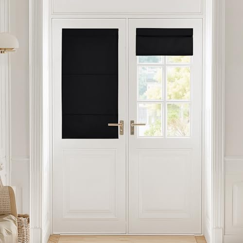 NICETOWN Roman Shades for Windows, Room Darkening French Door Shade, No Drill, Easy Installed Short Curtains, Adjustable Roller Shade Window Blind for Office, 1 Panel, 27 W x 48 L, Pure White