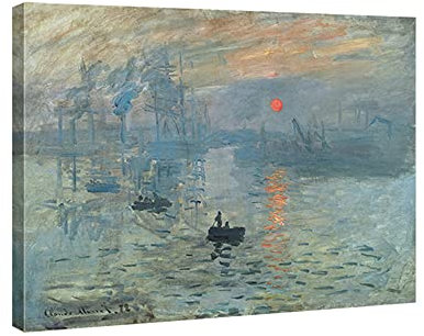 Wieco Art Impression Sunrise Canvas Prints Wall Art of Claude Monet Famous Oil Paintings Reproduction Seascape Ocean Sea Beach Pictures for Home Decorations Modern Stretched and Framed Giclee Artwork
