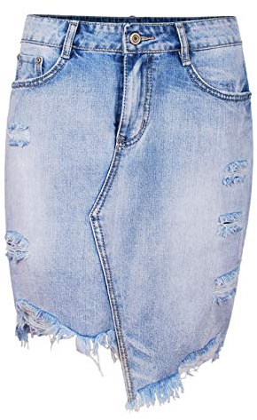 Fraternel Jupe Jeans Femme Longueur mi-Cuisse Bleu Clair S