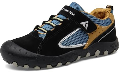 Mishansha Unisex barn sneakers trekkingskor flickor vandringsskor utomhus sportskor 24–38, Mörk svart, 37 EU