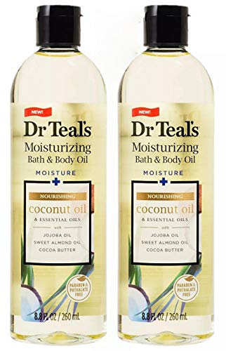 Dr Teal's Moisturizing Bath & Body Oil by Dr Teal's Nourishing Coconut Oil with Essensial Oils, Jojoba Oil, Sweet Almond Oil and Cocoa Butter 8.8 oz