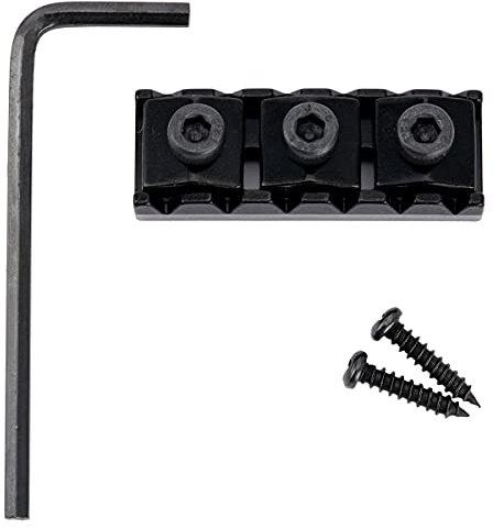 Musiclily Pro 42mm Acier Sillet de Tête Bloquant R2 Locking Nut pour Guitare électrique Floyd Rose Tremolo, Noir