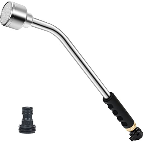 STYDDI Bacchetta per irrigazione a pioggia morbida da 45,7 cm con valvola di spegnimento, in metallo leggero e resistente, ideale per appendere cesti, fioriere, giardino, arbusti e aiuole
