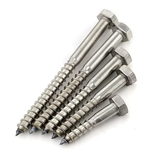 MultiScrew - Tornillo de acero inoxidable M8 A2, cabeza hexagonal, tornillos de madera, 8 mm, DIN 571, resistente a la corrosión (5, M8 x 60 mm)