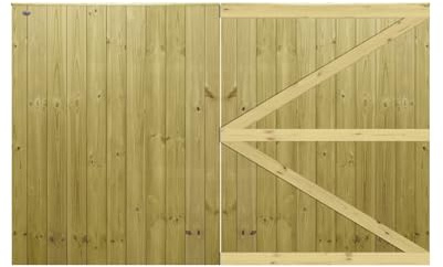 MADE TO MEASURE Wooden Double Driveway Gates Pair Bespoke Lighter Semi-Braced Framing with Interlocked Tongue & Groove Boards Flat Top Design <5ft (150cm) High x <8ft (244cm) Wide