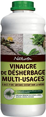 NATUREN NVIN1 - Vinaigre de Désherbage Multi-Usages Prêt à l'Emploi 1 L - A base d'acide acétique - Efficace contre les mauvaises herbes - Idéal pour les trottoirs, allées, etc - Fabriqué en France