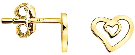 SOFIA MILANI - Boucles d'Oreilles pour Femme en Argent 925 - Plaqué Or - Clou d'Oreille en Forme de Cœur Double - E2111