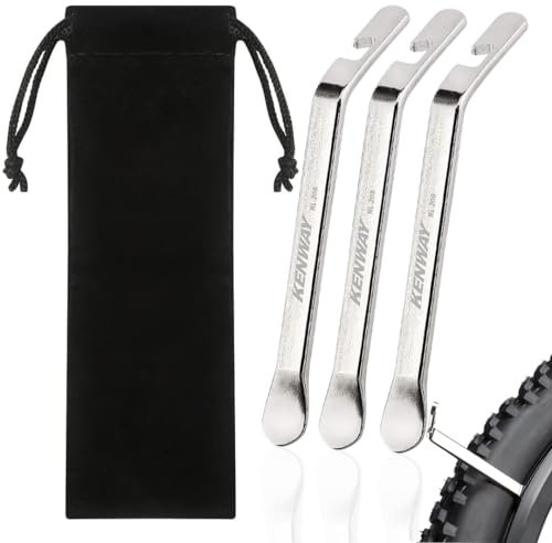 Reifenheber Fahrrad, 3Stk Silber Reifenheber Metall Fahrrad Flickzeug Set mit Tasche, Edelstahl Fahrrad Reifenheber für Mountainbike/Rennrad/Universal Fahrräder Schlauch Beste Reifenwechsel Werkzeug