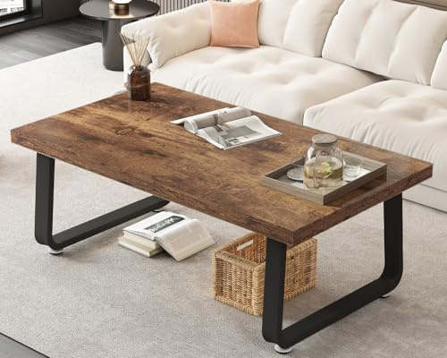 HSH Couchtisch Holz, Industrie Design Wohnzimmertisch Holz und Metall-Mitteltisch, Couchtisch Klein für Wohnzimmer Beistelltisch, Tisch,Coffee Table Vintage 100cm