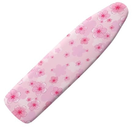 Flashideas Pink Flower Ironing Board Cover with Elastic Edge Non Stick Scorch Stain Resistant Cover Heavy Duty Iron Pad Covers Standard Boards with Hook and Loop Fastener Strap