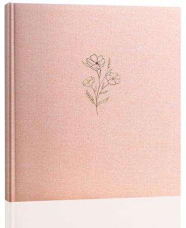 Glodenmemo Fotoalbum zum Einkleben, Fotobuch mit 100 weißen Seiten mit Pergamin Trennblätter, Foto Album mit Leinen Einband, bis zu 500 Bilder, Hochwertiges Papier, 31 x 33 cm (Rosa)