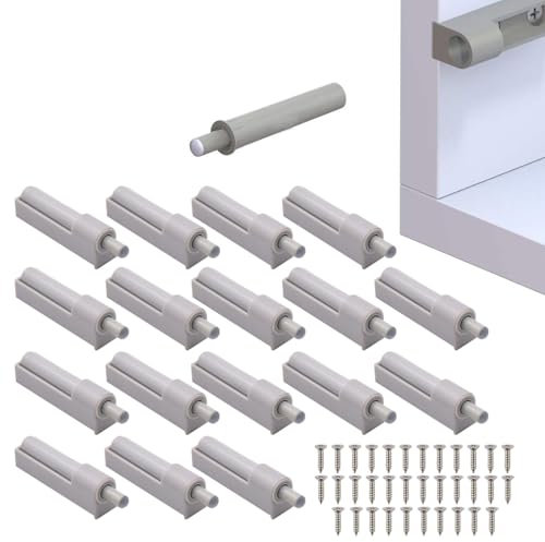 vcsjw Softclose Nachrüsten, 17 Stück Schranktür Dämpfer, Türdämpfer Schrank, Drucktüröffner Möbeltürdämpfer, Türschnäpper für Küchenschrank, Büro Schränke Türen (Grau)