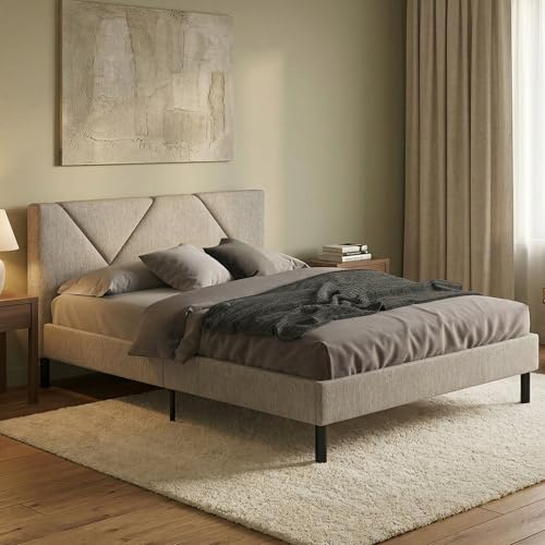Dmora - Letto alla francese Calitri, Sommier per camera da letto, Giroletto per stanza, Struttura porta materasso, Adatto a materasso Cm 140x190, Tortora