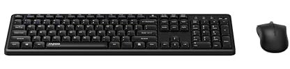 Rapoo I Teclado y Ratón inalámbrico QWERTY Español (8150M, Silencioso, 1300 PPP, 2,4 GHz, Pilas) Negro