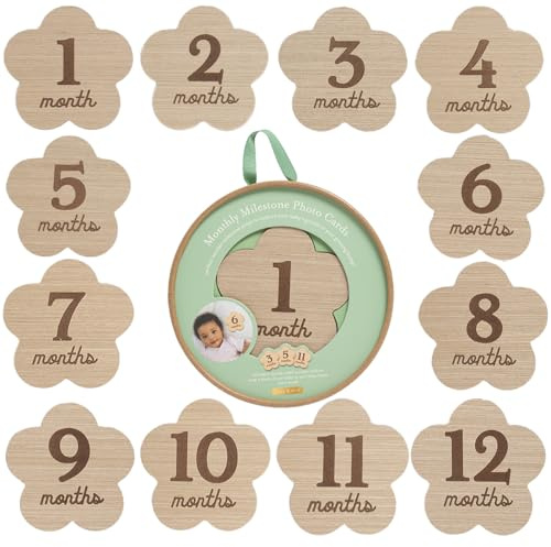 Kate & Milo Wooden Flower Baby Monthly Milestone Discs