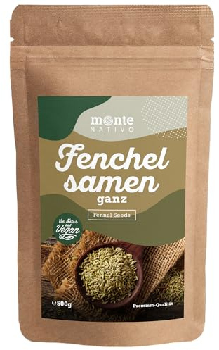 Fänkålsfrön Monte Nativo (500 g) - Frön till Fänkålste eller som Kryddor - Varsamt torkade och aromatiska kryddor idealiska för matlagning och smaksättning